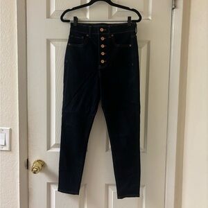 Express High Rise Dark Blue Jeans with Button Fly